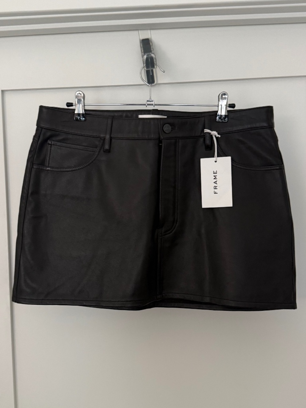 Frame Faux Leather Mini Skirt - Deep Brown